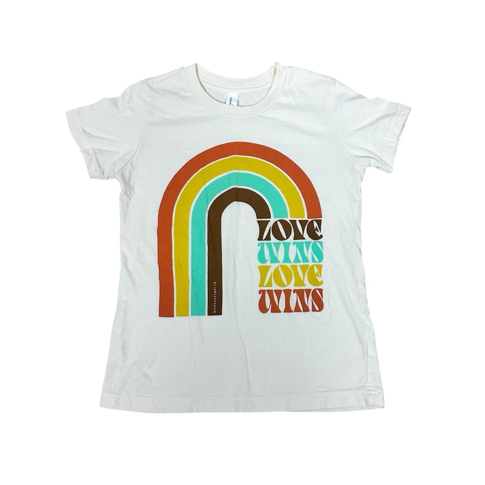 Kids Rivet Apparel Colorful Rainbow Love Wins Kids T-Shirt